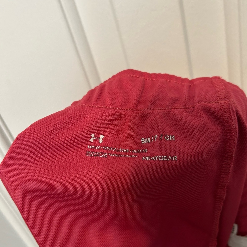 Under Armour Women's Two-Tone Red Athletic Shorts - Picture 3 of 3